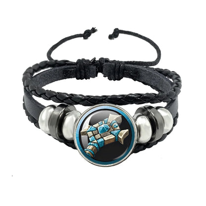 Classic Games World Of Warcraft Hearthstone Glass Leather Rope Bracelet For WOW Alliance and Horde Combatant Gift