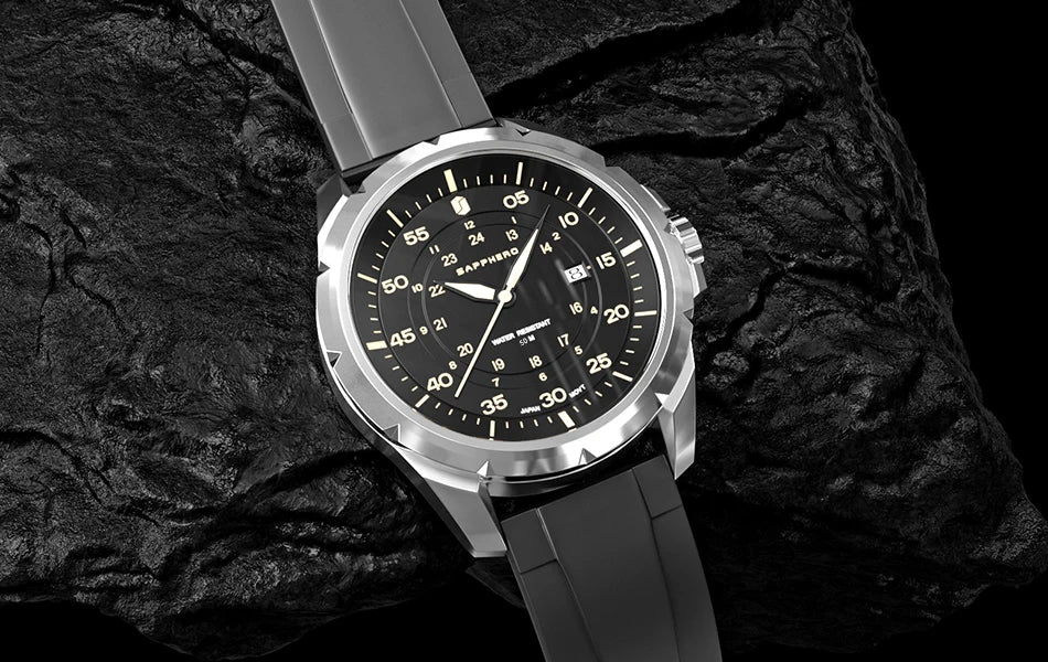 Reloj para hombre SAPPHERO: reloj de cuarzo de lujo, resistente al agua hasta 50 m, equipado con un mecanismo importado y una caja de acero inoxidable. Una idea de regalo ideal para hombre.