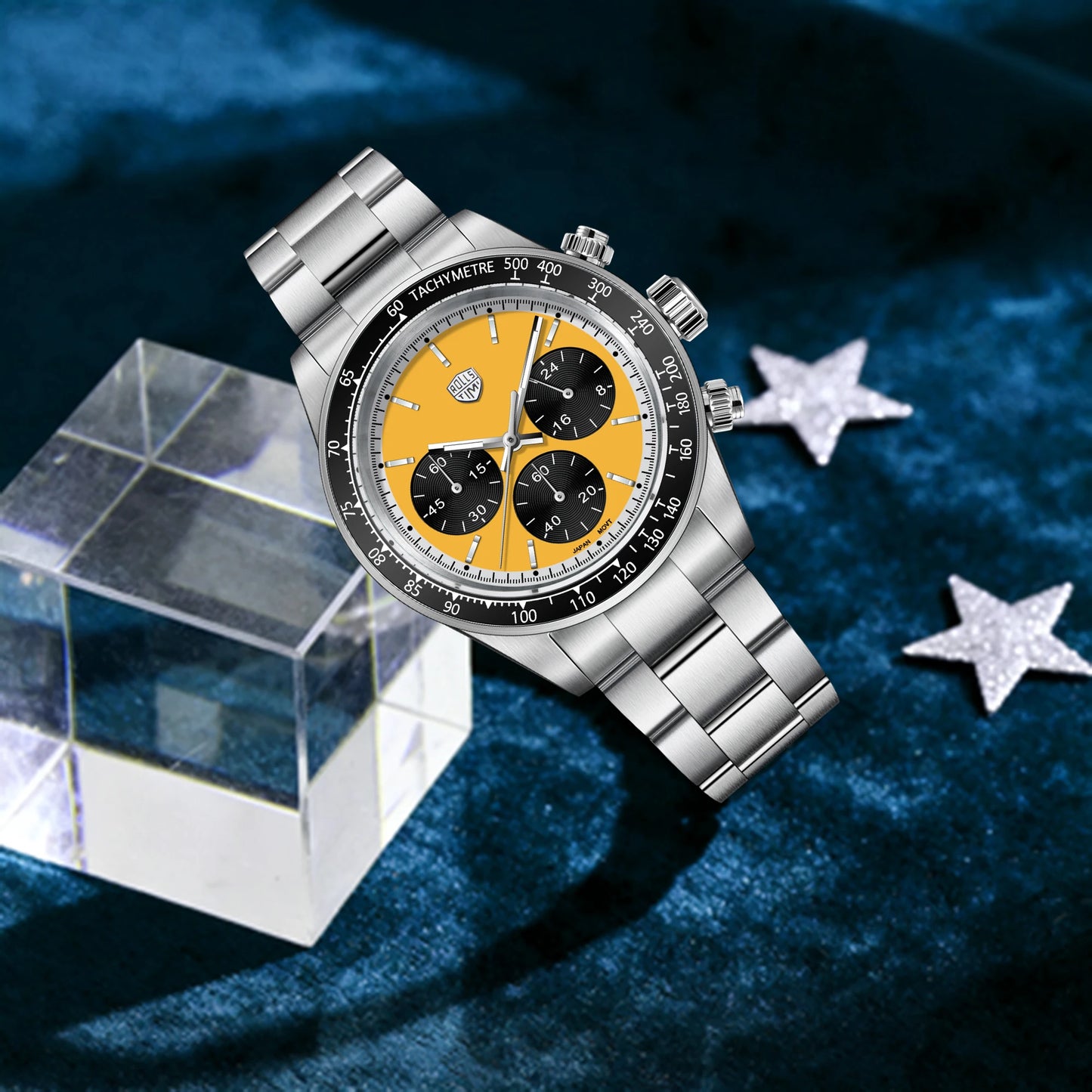 ROSSITIMI Urban Premium Men Quartz Watch Light Luxury Sports Stainless Steel VK63 Tachymeter Luminous 100m Diving Luminous Watch