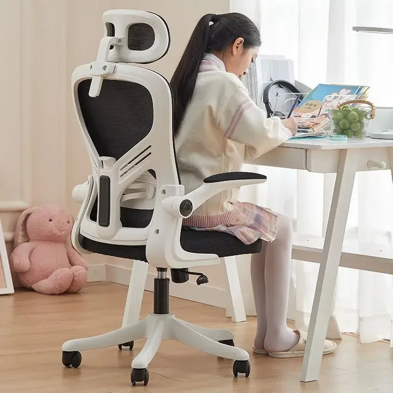Chaise de bureau pour ordinateur, chaise de bureau ergonomique pour jeux, réglable en hauteur, pivotante, inclinable, avec soutien lombaire, appui-tête et dossier en maille.