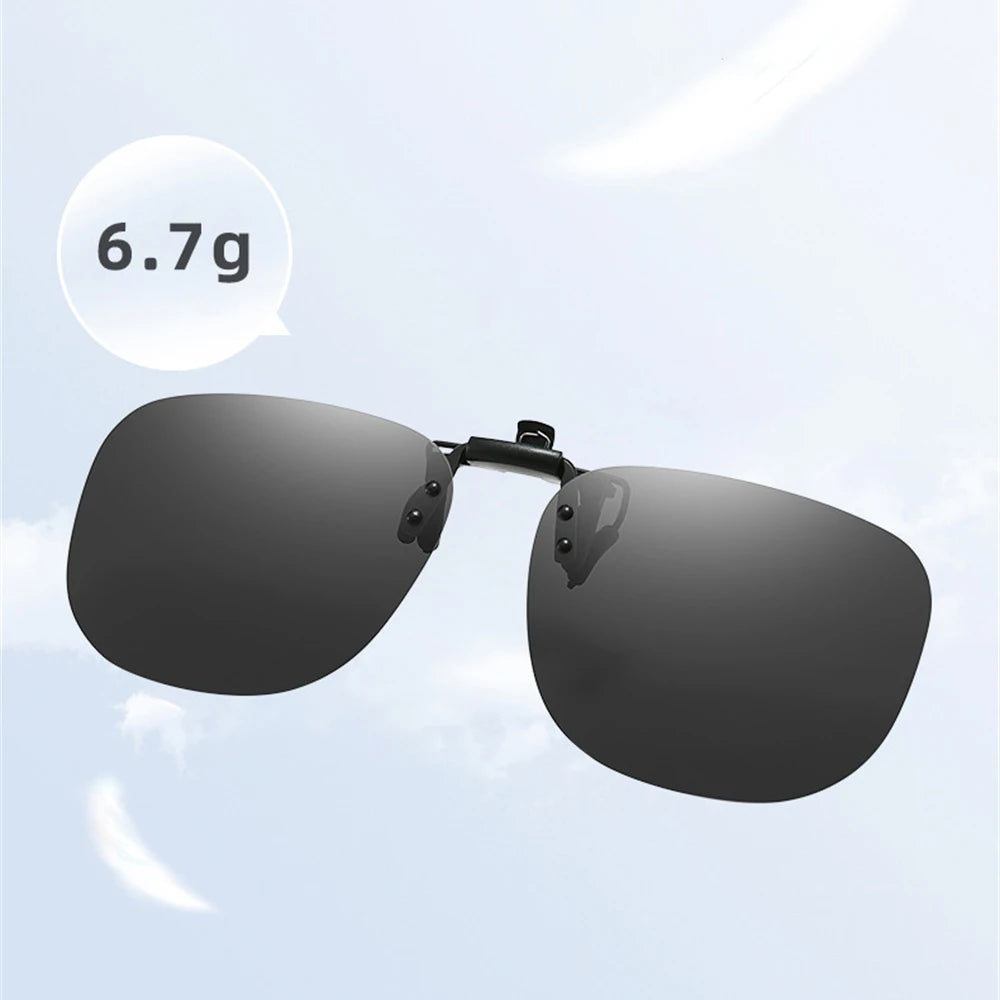 VIVIBEE Flip Up Clip On Sunglasses Fishing Polarized Men 47mm Clips For Eyeglasses Square UV400 Outdoor Driving Shades