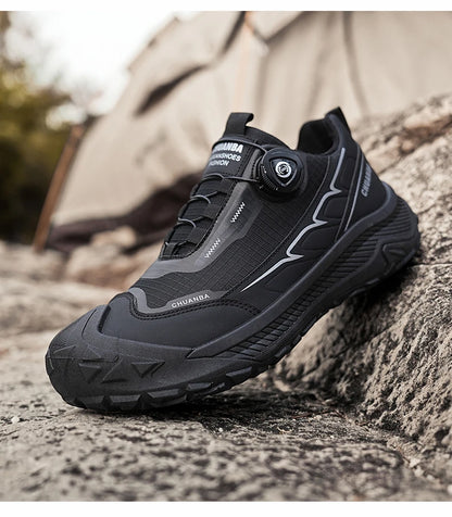 Sneakers da trekking da uomo con fibbia girevole, scarpe da escursionismo con suola spessa per attività all’aperto, scarpe sportive da uomo, comode e antiscivolo, ideali per arrampicata e passeggiate