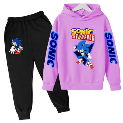 Kids Supersonic Clothing Jogging Blue Sweatshirt Top Coat+Pants Two-piece set Hoodie Boys Girls3-12Yrs Clothes Casual Sports Set