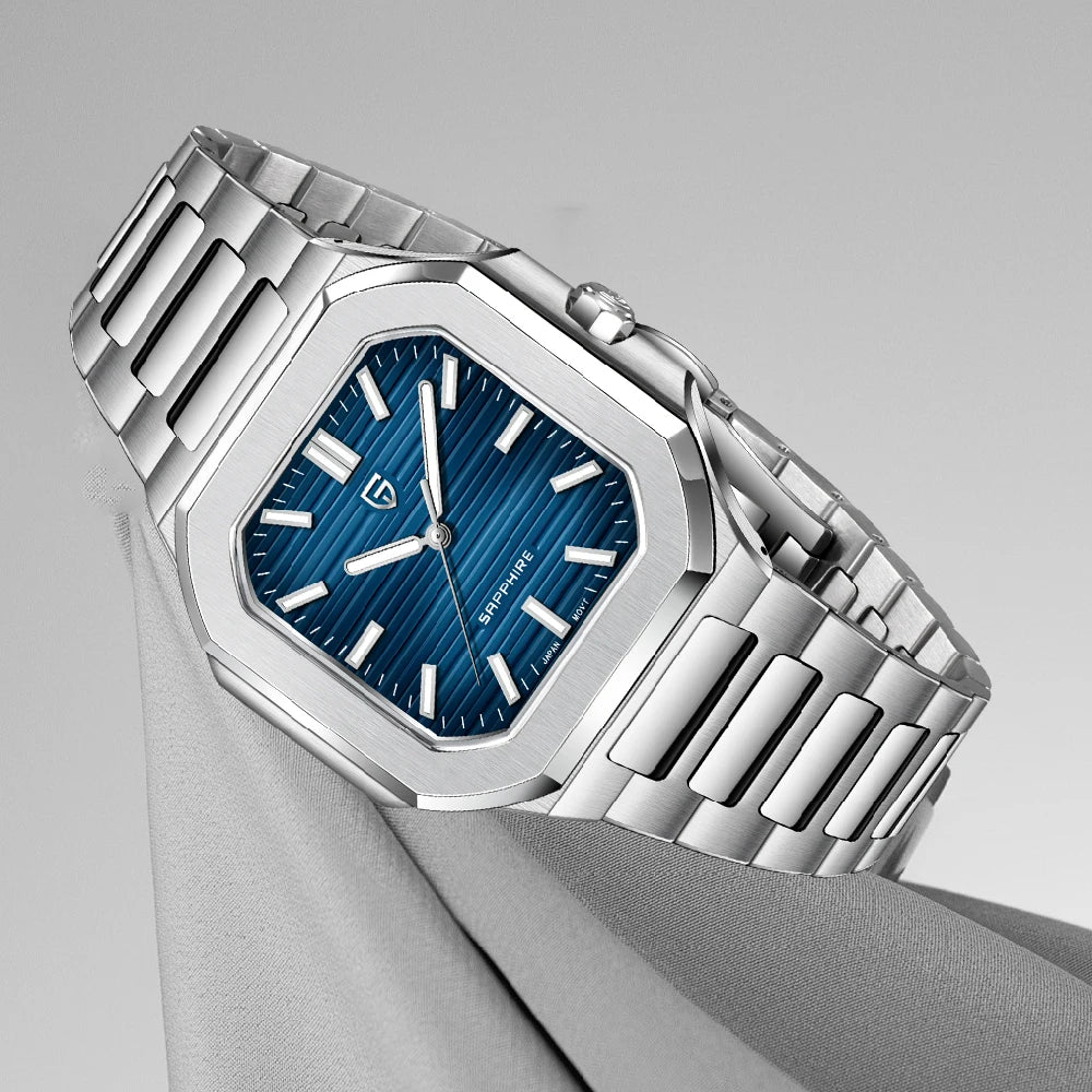 2026 New PAGANI DESIGN Square Quartz Luxury Watch for Men AR Sapphire Mirror Japan Movt Man Watch Luminous 316L All Steel Watch