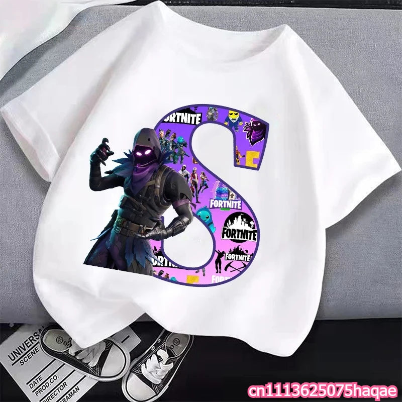 New Fortnites Kids T-shirts Cartoon Letter Graphic T-shirts Boys Girls Summer Casual Sports Short Sleeve Tops Children Clothing