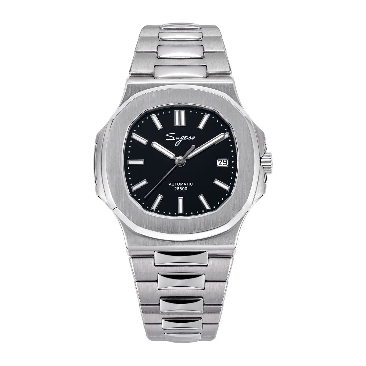 Orologio da uomo Sugess automatico meccanico, movimento Miyota 9015, quadrante MOP, luminoso, impermeabile 5bar, bracciale di lusso S466