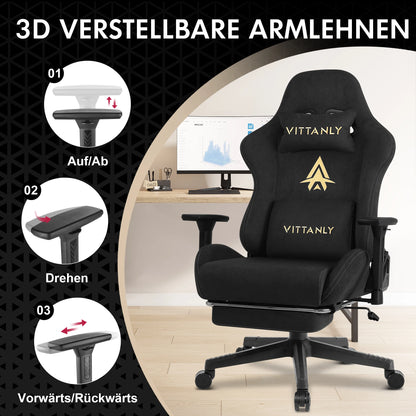 Kitinjoy Natural Suede Gaming Chair High Back Ergonomic Computer Chair With Footrest Reclining Adult Comfortable Office Chair