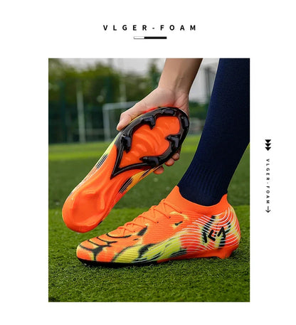 New Men’s Football Boots Outdoor Sneakers High-Quality Grass Cleats Soccer Shoes Boys Match Hot-Selling Non-Slip High-Top Light