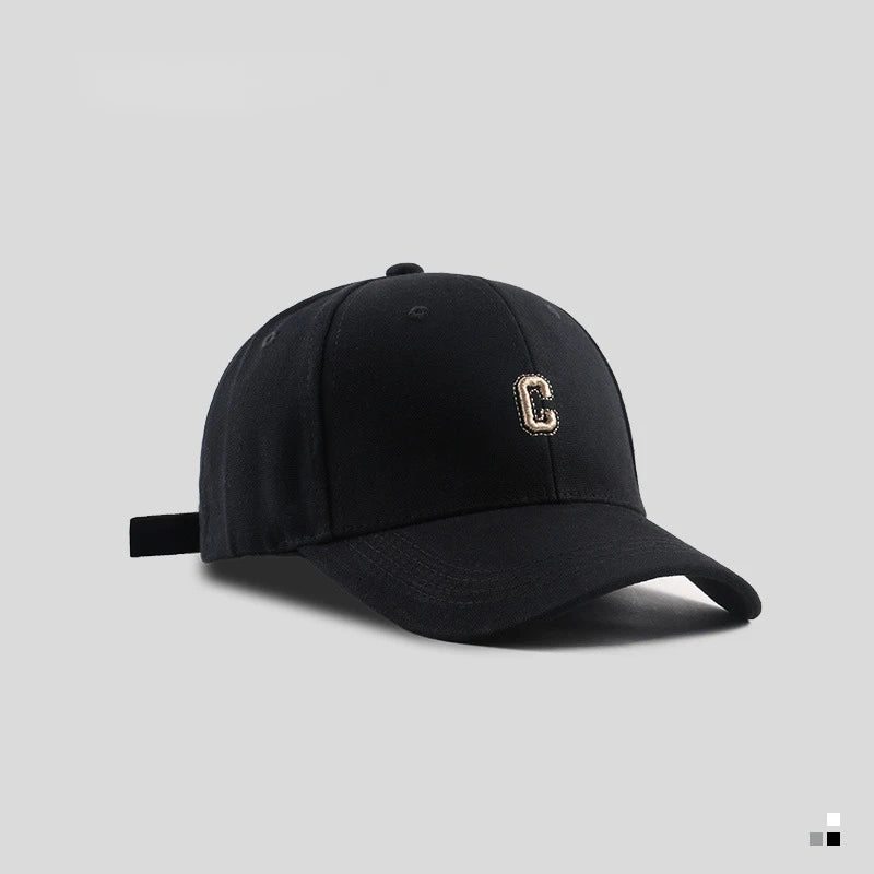 Hard-top C Letter Baseball Cap Men Women's Korean version of the tide peaked cap wide-brimmed big head  the curved brimmed hat