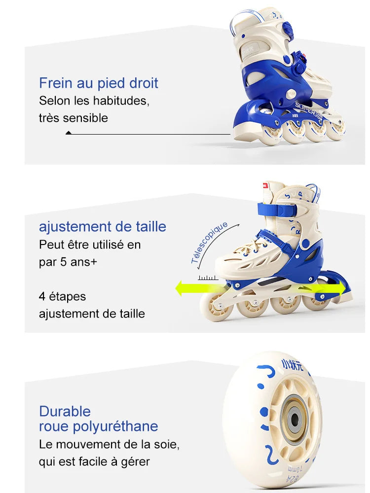 Patins em Linha para Rapaz, Pretos, Tamanho Ajustável, Rosa para Rapariga, Rollerblades Desportivos para Criança, Alta Velocidade, Novos, LED Luminoso, Profissionais