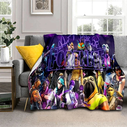 3D F-Fortnites cartoon-game flanellen deken, zachte warme plaid voor slaapkamer, woonkamer, bed, reizen, kamperen, picknick en als cadeau