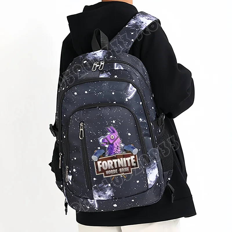 Mochila Fortnite Céu Estrelado de Grande Capacidade, Impermeável, com Compartimento para Portátil e Estampado de Personagem do Jogo, para Estudantes, Rapazes e Raparigas, Regresso às Aulas