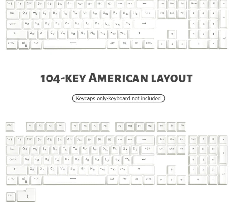 104 Teclas Keycaps Retroiluminadas Coreano Francês Russo Espanhol Alemão para Teclado Mecânico com Switch MX, Perfil OEM, Teclas ABS DIY