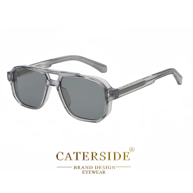 CATERSIDE Vintage Punk Sunglasses Men Flat Top Double Bridges High Quality Sun Glasses Women Travel Party Festival Eyeglasses
