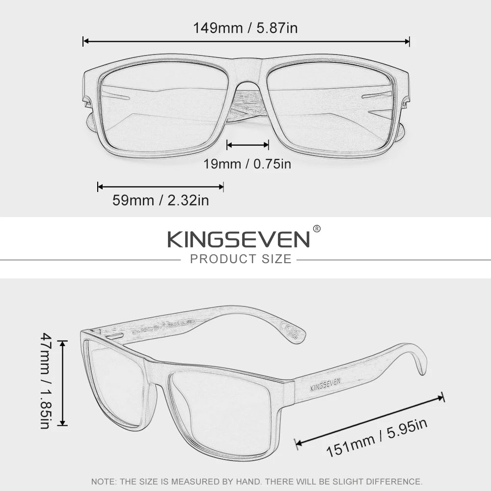 KINGSEVEN Fashion Sunglasses Wooden Men Women Round Fashion Eyewear Polarized UV400 Male Large Frame Retro Glasses