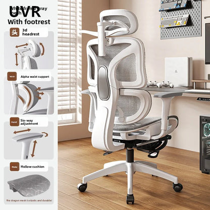 UVR Ergonomic Gaming Chair Comfortable Computer Chair with Footrest, Adjustable Office Chair, Reclining E-Sports Chair for Long Sitting and Work