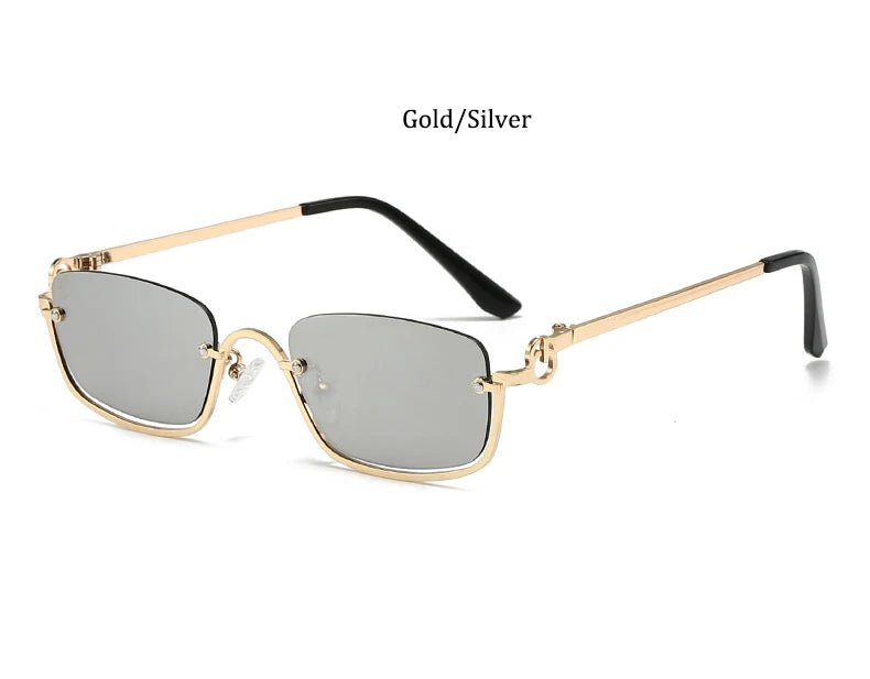 New retro metal small half frame sunglasses fashionable small square frame popular sunglasses brand designer sunglasses UV400