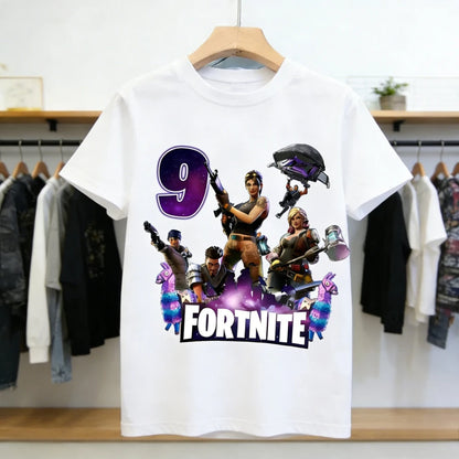 Fortnites Children Birthday Number T Shirt Girls Boys Summer Clothes Baby Cotton Tee Shirts Party Short Sleeve Tops Toddler Gift
