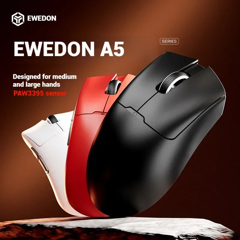 EWEADN A5 Pro Ultra wireless Lightweight Mouse Three-mode Paw3395/3311 22K/26KDPI Low Latency Gaming Mouse