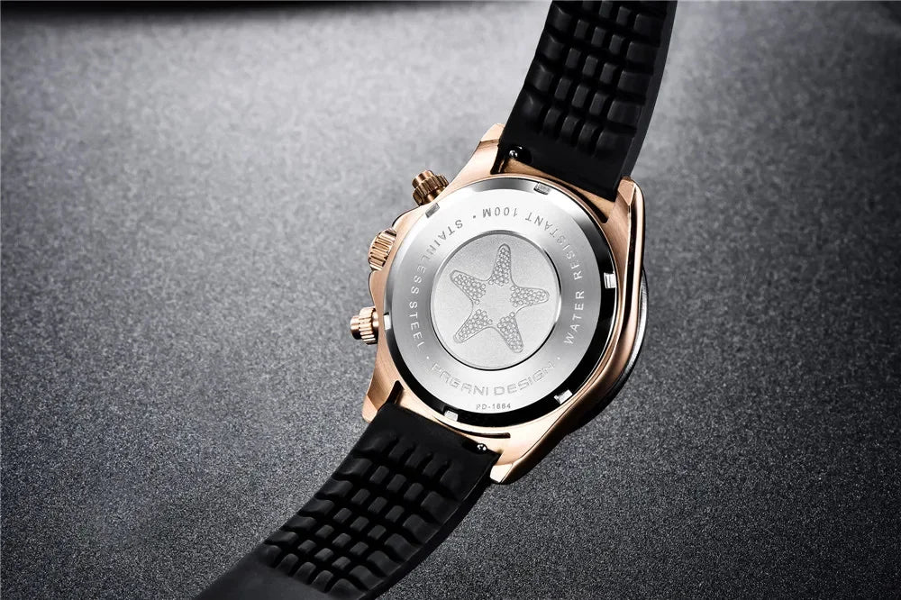 Novo Original PAGANI DESIGN PD-1664 Relógio de Pulso de Luxo para Homem, Movimento de Quartzo Japonês VK63, Safira, Cronógrafo Resistente à Água, Dourado