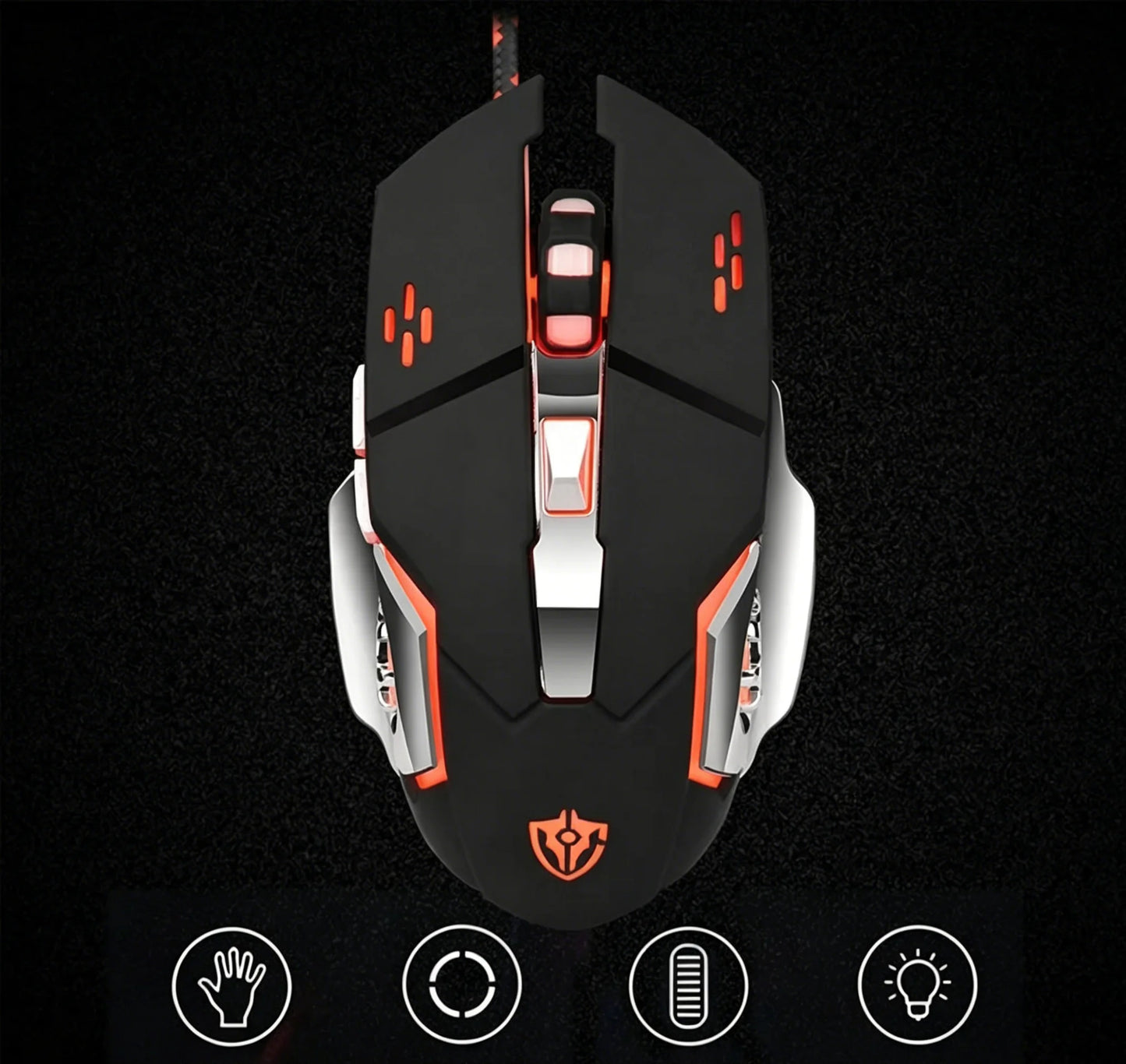 Mouse RGB dual-mode cablato e wireless 2.4G, mouse gaming ricaricabile silenzioso, mouse regolabile 3600 DPI per laptop