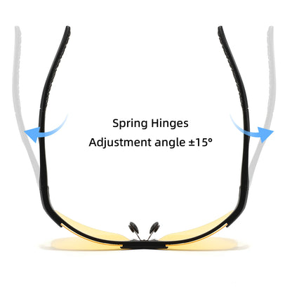 Classic Retro Semi-Rimless Square Polarized Sunglasses - Lightweight PC Frame & Spring Hinges, UV400 Unisex for Driving, Fishing