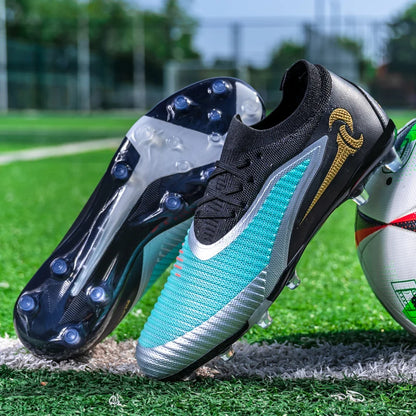 Nouvelles chaussures de football pour hommes, crampons longs antidérapants et respirants pour le sport en extérieur, idéales pour l'entraînement et les matchs, confortables pour adultes