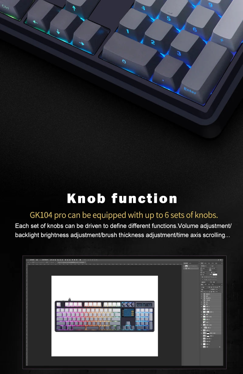 SKYLOONG GK104 Pro Wireless Mechanical Keyboard 100% Custom Keyboard Hot-Swappable Low-noise Switch for PC Gamer Office Accessories