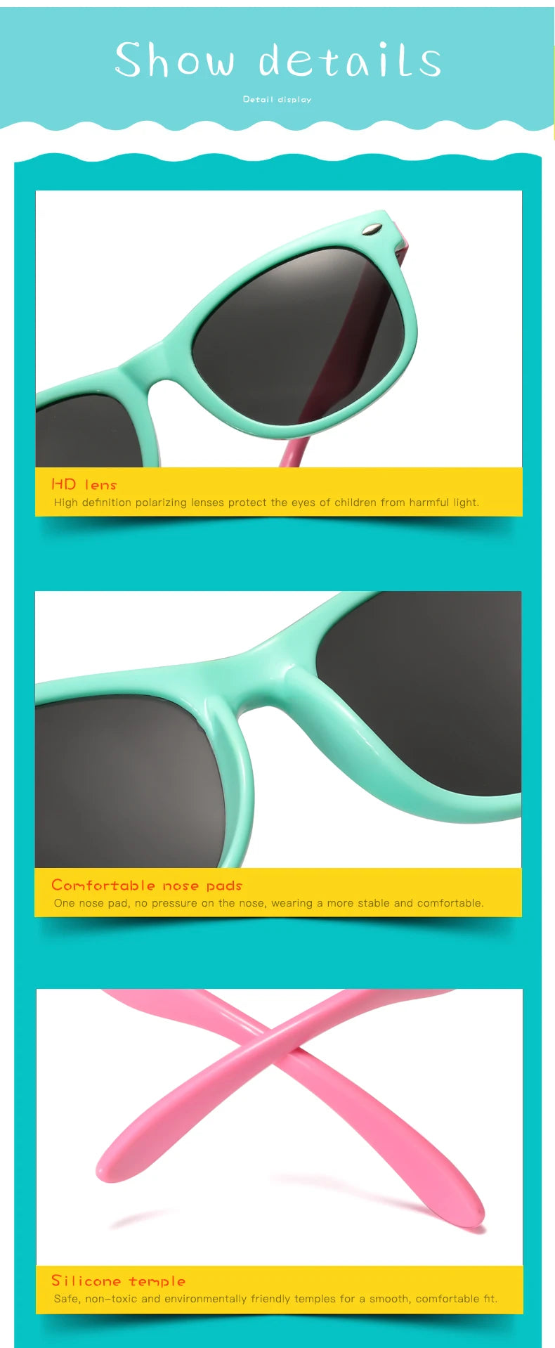 Polarized Kids Sunglasses TR90 Silicone Gel Frame Classic Square Children Sun Glasses Girls Boys Multi Color Baby Goggles UV400