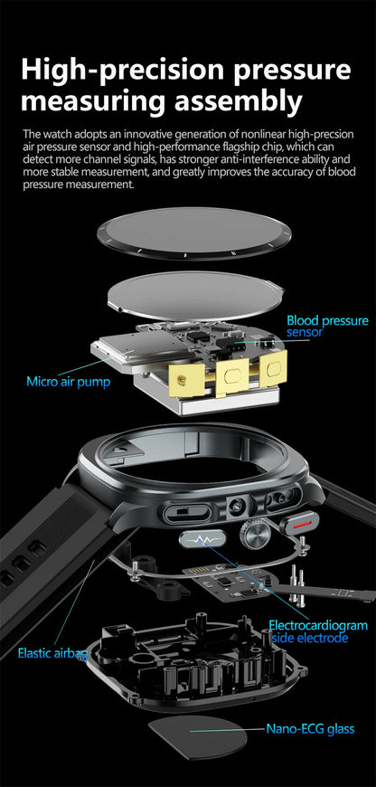 2026 New Health Track Smartwatch Air Pump Airbag True Blood Pressure Health Measure Smart Watch for Men and Women Blood Oxygen BT Call