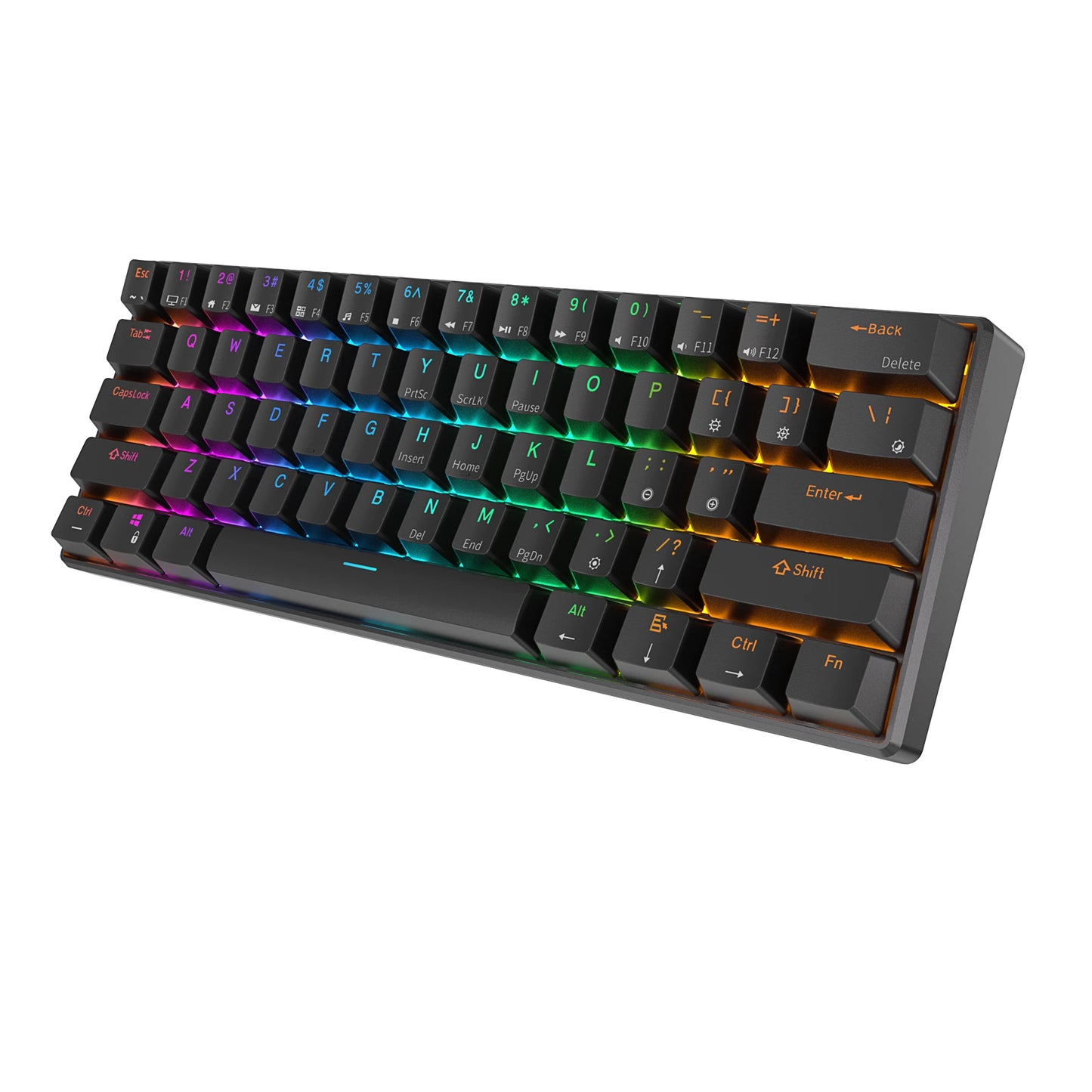 Teclado Mecânico Gaming RK Royal Kludge RK61 2.4G Sem Fios Bluetooth Tri-Mode 61 Teclas RGB Retroiluminado Mini Hot-swappable