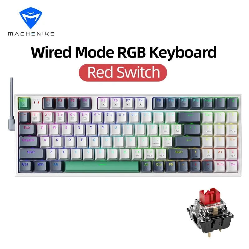 Tastiera meccanica MACHENIKE K500 cablata da gaming K500-B94 Hot Swappable, 94 tasti, layout 90%, retroilluminazione RGB per PC e laptop