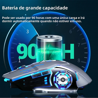 KEBIDUMEI Dual-Mode Bluetooth 5.2-mus 2.4G trådlös mus RGB-gamingmus uppladdningsbar tyst mus 3600 DPI möss för bärbar dator