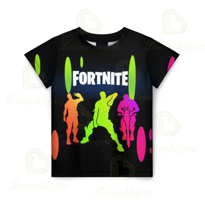 Nova T-shirt de Verão Fortnite para Rapazes, T-shirt Cartoon Gira, Manga Curta, para Homem, Mulher e Criança, T-shirts para Adolescentes, Tops Streetwear