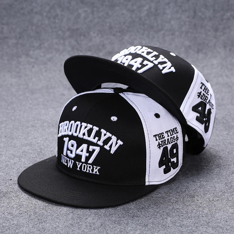 Men's Letter Embroidery Tide All-Match Flat Brim Baseball Cap Ladies Summer Hip-Hop Hat Outdoor Shade Adjustable Peaked Cap