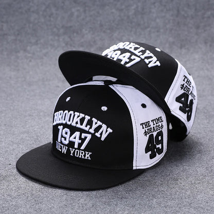 Men's Letter Embroidery Tide All-Match Flat Brim Baseball Cap Ladies Summer Hip-Hop Hat Outdoor Shade Adjustable Peaked Cap