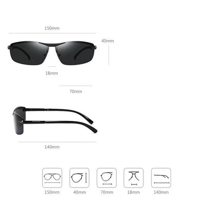 Fashion Fit Rimless Sunglasses Men Women Photochromic Sun Glasses Color Changing Polarized Fishing Car Driving Yellow Glasses