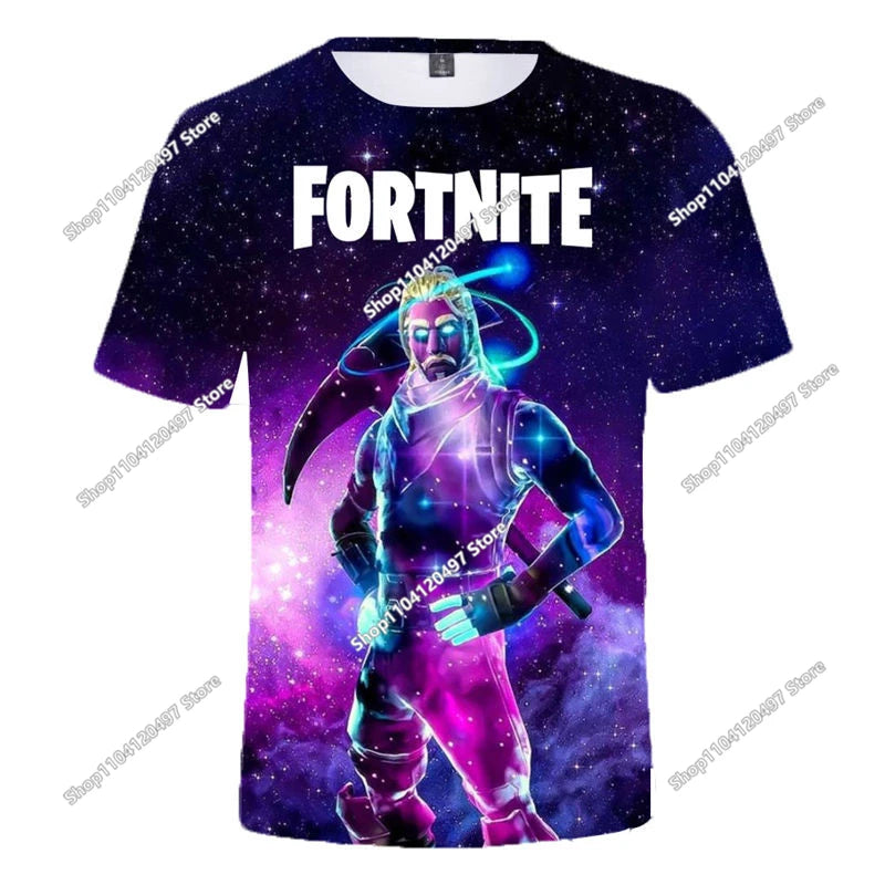 T-shirt Fortnite Victory Hero para Criança, Rapaz e Rapariga, Battle Royale 3D, Manga Curta