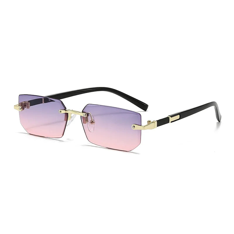 Vintage Rectangle Sunglasses Men New Rimless Fashion Beach Shades Women Trendy Luxury Brand Design Casual Anti-UV Sun Glasses