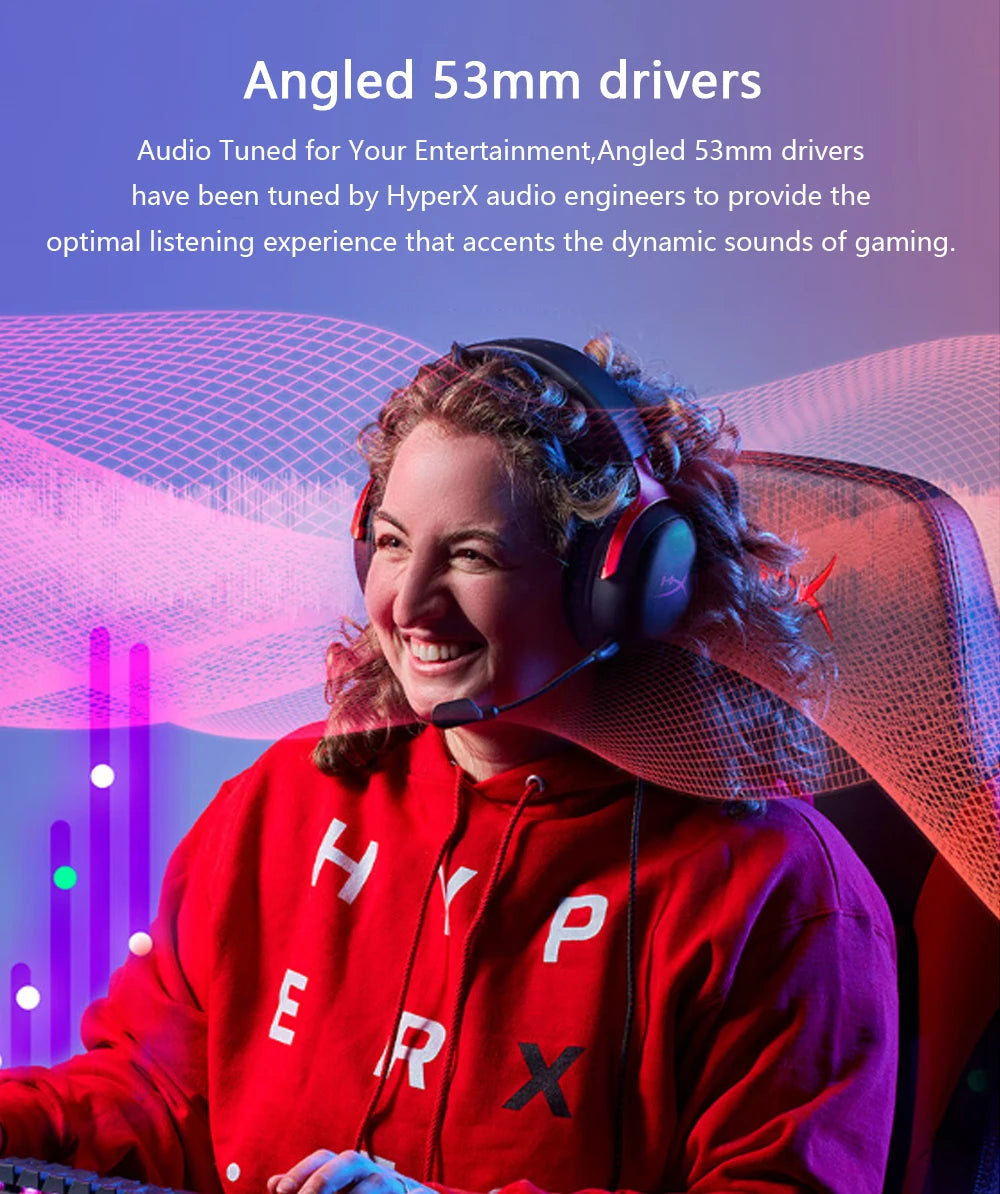 Auriculares gaming con cable HyperX Cloud III con audio espacial DTS X, transductores de 53mm y micrófono con cancelación de ruido – Auriculares gaming USB y 3.5mm para PC, PS5, Xbox y Switch
