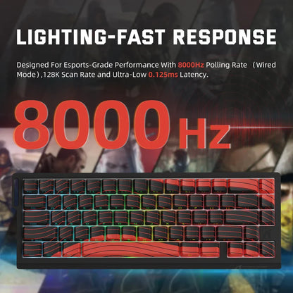 ATTACK SHARK X68PRO HE Wireless Rapid Trigger Gaming Keyboard with Adjustable Actuation,Hot-Swap,RGB Backlit,BT/2.4GHz/Wired