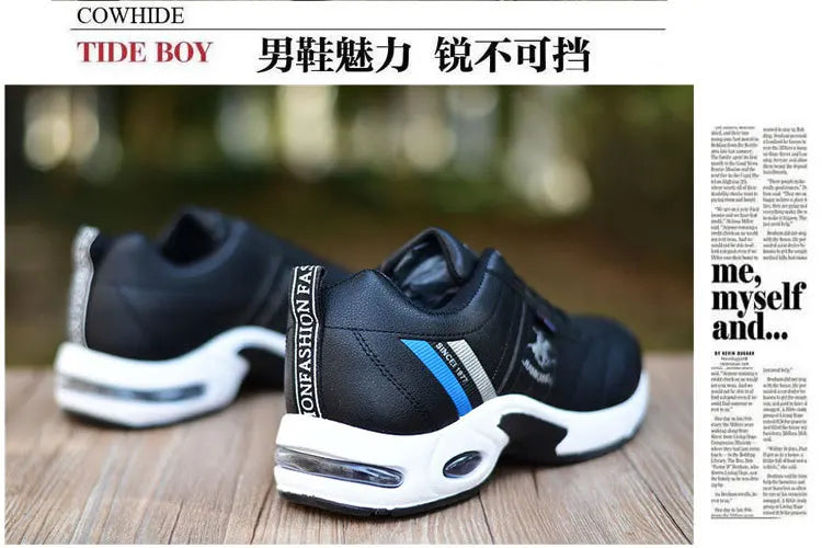Men's leather sneakers Casual versatile shoes Outdoor non slip running footwear Fashion men's board shoes Zapatos Homme
