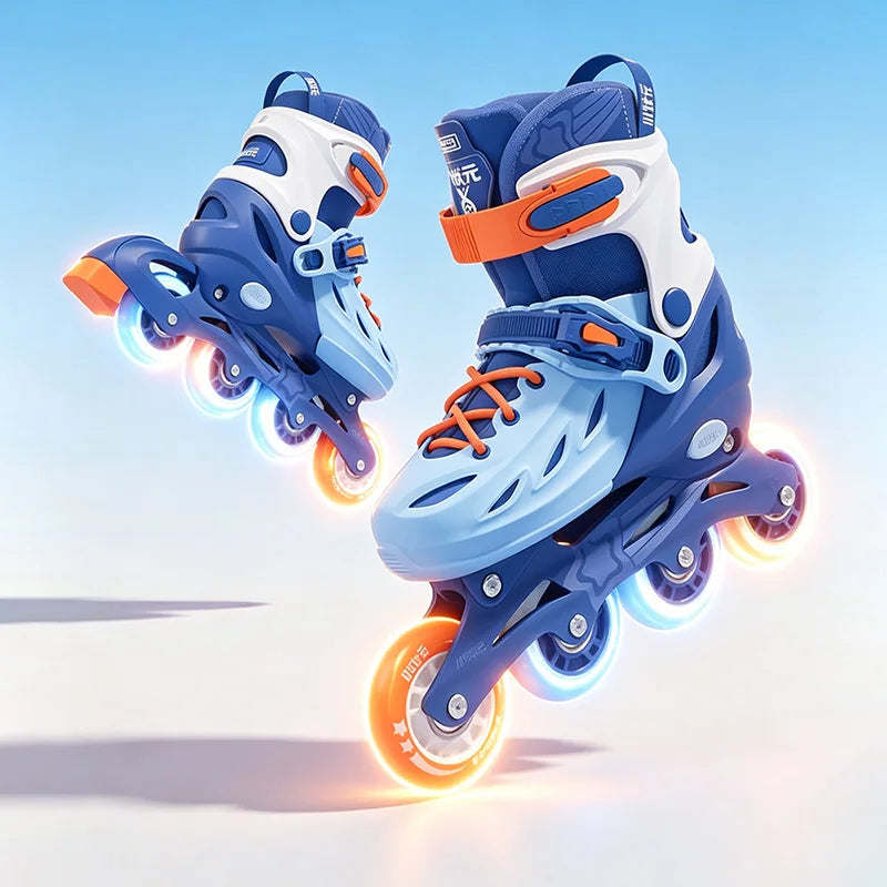 Patins em Linha para Rapaz, Pretos, Tamanho Ajustável, Rosa para Rapariga, Rollerblades Desportivos para Criança, Alta Velocidade, Novos, LED Luminoso, Profissionais