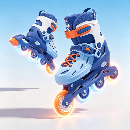 Patins em Linha para Rapaz, Pretos, Tamanho Ajustável, Rosa para Rapariga, Rollerblades Desportivos para Criança, Alta Velocidade, Novos, LED Luminoso, Profissionais