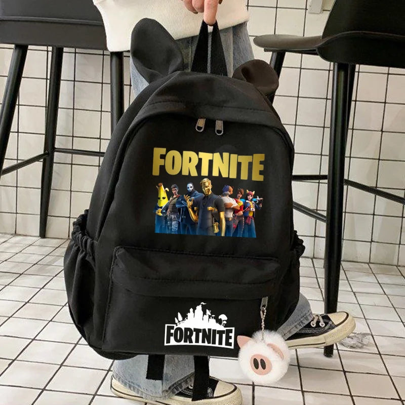 New Fortnite Cartoon Backpack Boy Girl Casual Schoolbag Large Capacity Student Bag Rabbit Ears Travel Backpack Stationery Gift