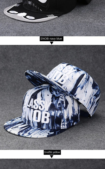 Men's Letter Embroidery Tide All-Match Flat Brim Baseball Cap Ladies Summer Hip-Hop Hat Outdoor Shade Adjustable Peaked Cap