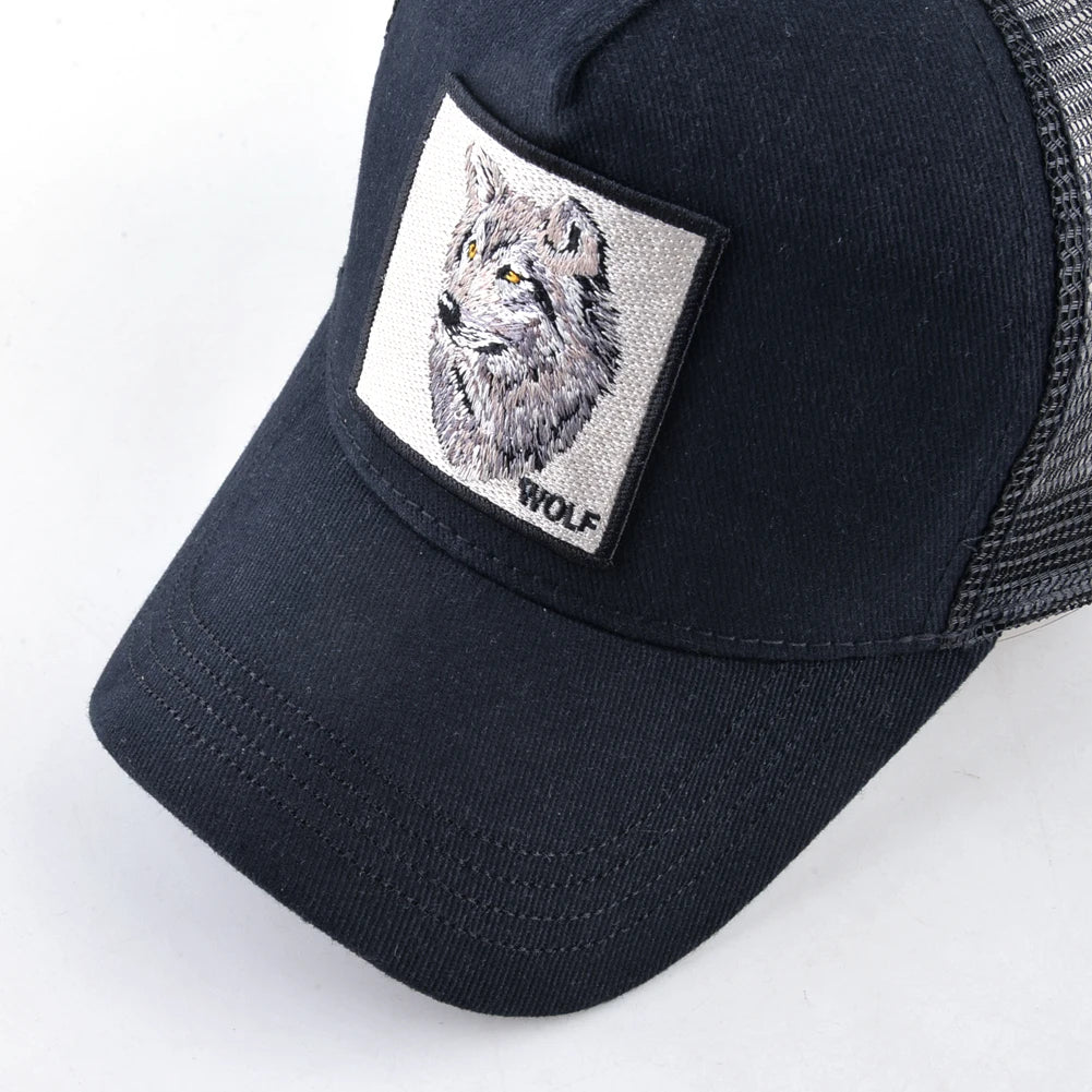 Fashion Baseball Cap With Embroidery Wolf Patch Snapback Hip Hop Trucker Caps Men Women Outdoor Breathable Visor Hat