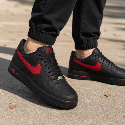 POIZON Nike Air Force 1 Breathable Low top Skateboard Shoes Men's Black Red