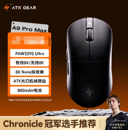 Rato Gaming Sem Fios ATK A9 Plus A9/A9 SE/A9 Pro Tri-Mode 8K Leve A9 Ultimate E-sports PC Presente Personalizado