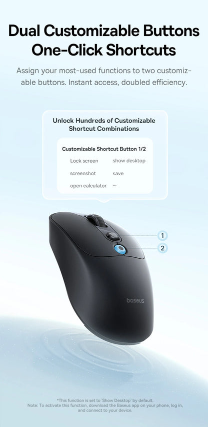 【NOU】Mouse wireless ergonomic Baseus EM2 Bluetooth 5.3 2.4G, încărcare Type-C, ultra-ușor și silențios, cu buton personalizabil